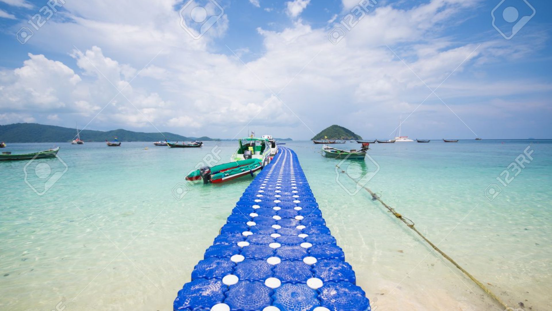 pontoon walkway in the sea, coral island, Phuket, Thailand